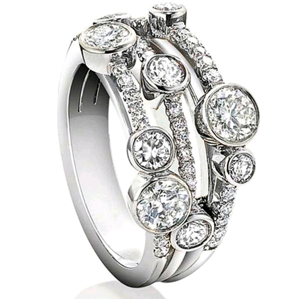 Size 8 silver and zirconia statement ring; NWOT